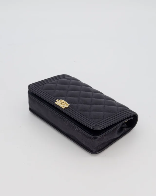 Chanel Navy Boy Wallet on Chain Bag in Navy Caviar leather from Sellier, photo 18 of 19