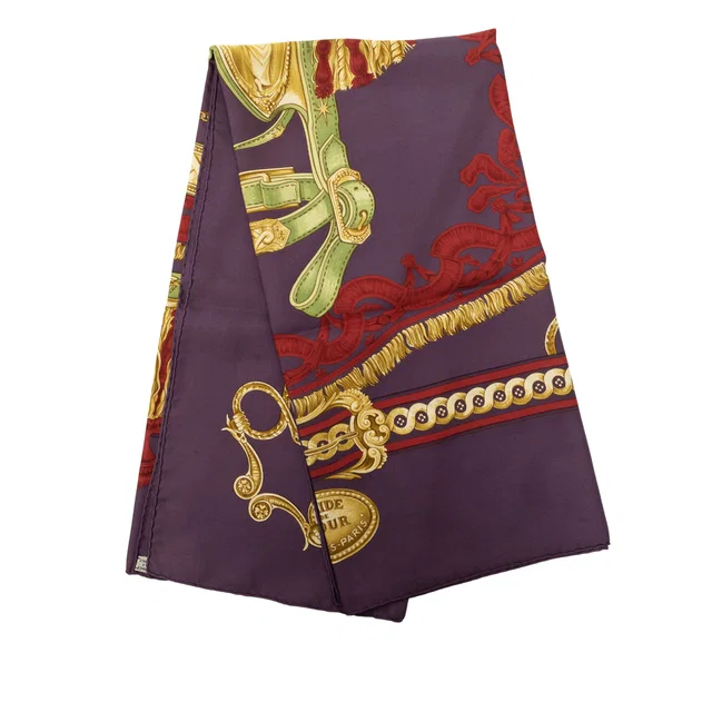 Purple Hermès Bride de Cour Silk Scarf 90 Scarves in Purple Silk from Designer Revival