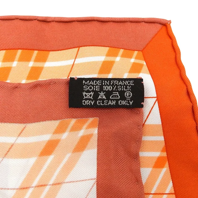 Hermès Carré 90 H EN VOYAGE Pattern Scarf Orange/Multi in Orange Silk from VINTAGE QOO TOKYO, photo 6 of 10