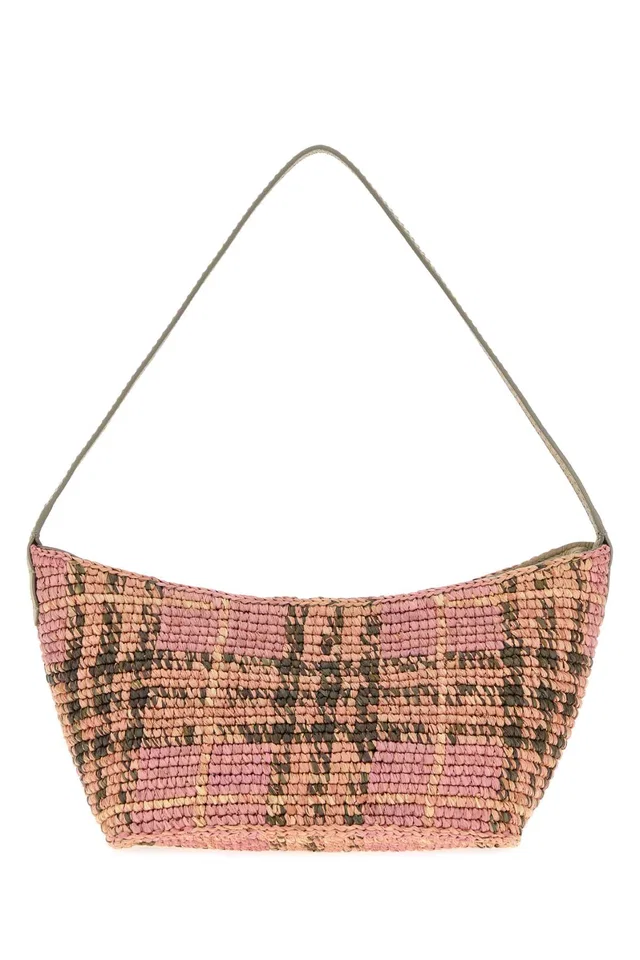 Burberry Margate Shoulder Bag — Pink in Pink Raffia from HEWI
