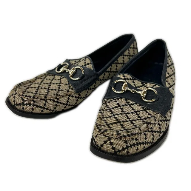 Gucci GG Canvas Leather Horsebit Loafers in Canvas from The Reluxe