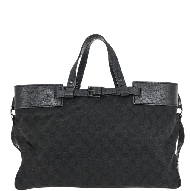Gucci Black Canvas GG Tote Handbag in Black Canvas from AMORE Vintage Tokyo