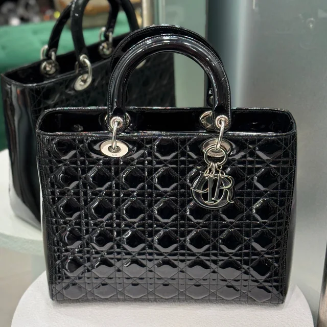 Lady Dior Patent Leather Cannage - Large in Patent leather from Revivre Luxury Consignment
