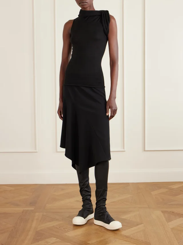 RICK OWENS Draped wool turtleneck top in Black, photo 2 of 2 from NET-A-PORTER (Canada)