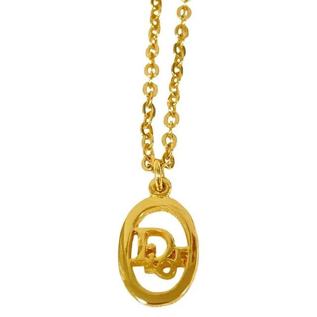 Dior Vintage Logo Chain Necklace Gold Plated in Gold from The Reluxe