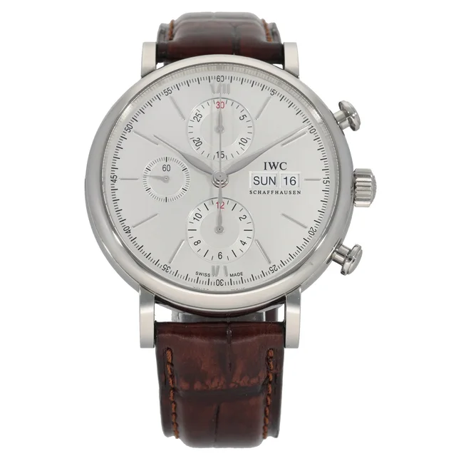 IWC Portofino Chronograph IW391027 42mm Stainless Steel Watch in Leather from H&T