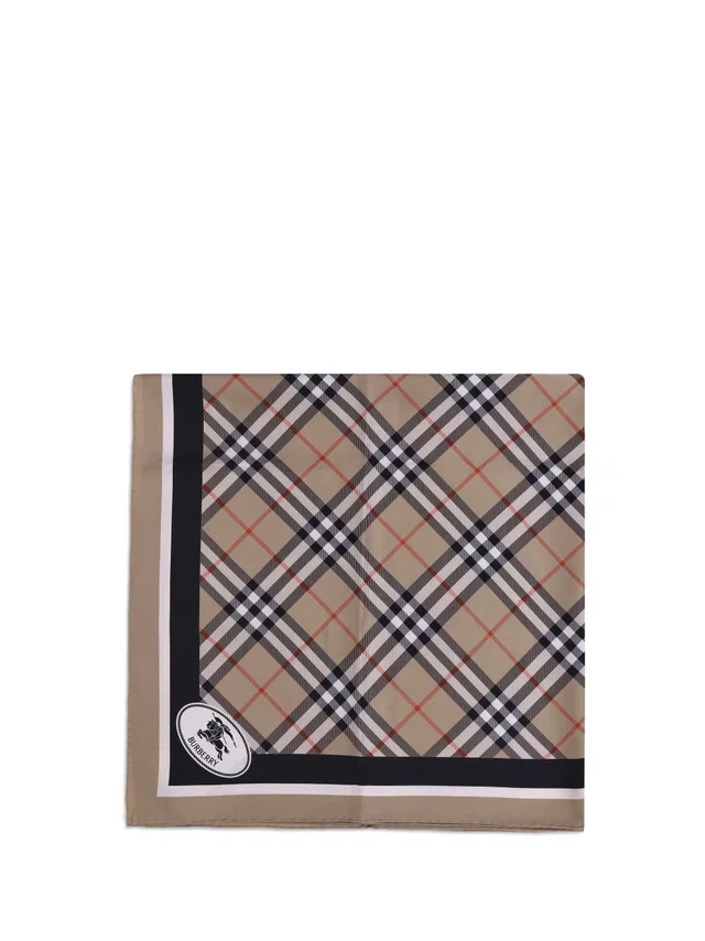 Burberry Silk Check Scarf — Beige Scarfs in Beige Silk from HEWI