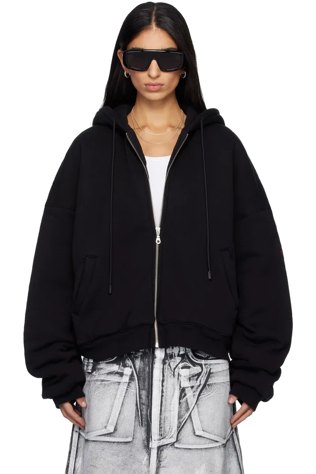 LU'U DAN SSENSE Exclusive Black Wadded Hoodie, image 1 of 1 from SSENSE