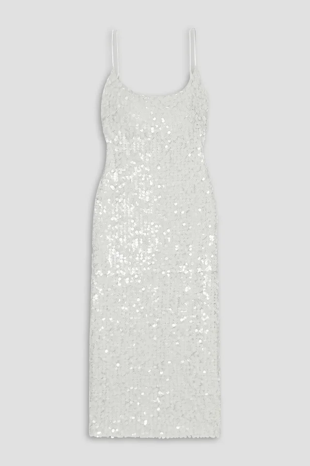Galvan London Mykonos Sequined Tulle Midi Dress in White from THE OUTNET, photo 1 of 1