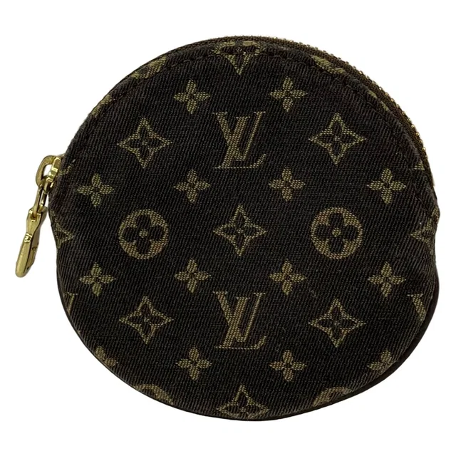 Louis Vuitton Coin Purse Monogram Mini Lin Porte Monnaie Rond Ebene Cotton in Brown Canvas from The Reluxe