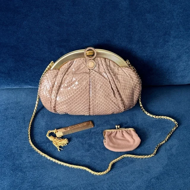 Judith Leiber Snakeskin Evening Clutch Shoulder Bag in brown|neutral from Poshmark, photo 1 of 1