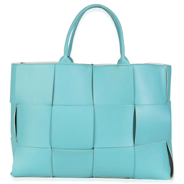 Bottega Veneta Linoleum Nappa Maxi Intrecciato Large Arco Tote Blue Leather Handbag in Blue Nappa leather from HEWI