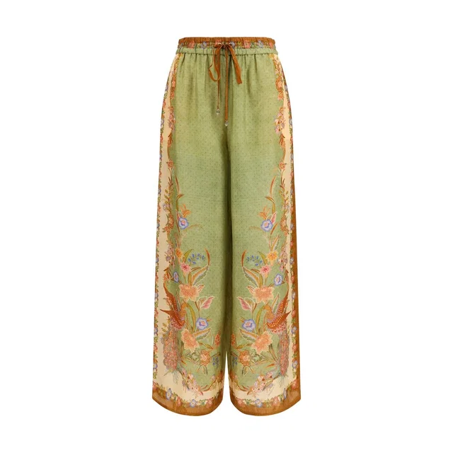 Zimmermann Multicolor Silk Casual Pants in Multicolor Silk from HEWI