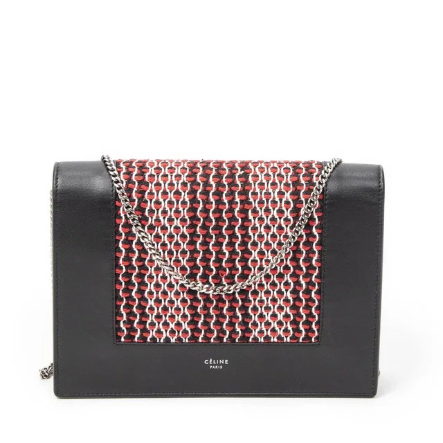 Celine Frame Evening Clutch Black Red Tweed in Black Tweed from The Reluxe