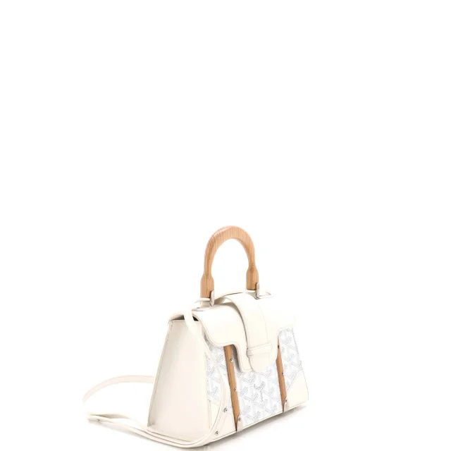 Goyard Structured Saigon Top Handle Bag Coated Canvas with Leather Mini in white Coated canvas from Rebag, photo 2 of 7