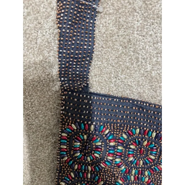 Moynat Women's Party Bag - Navy/Multi in multicolor|blue from Depop, photo 8 of 9
