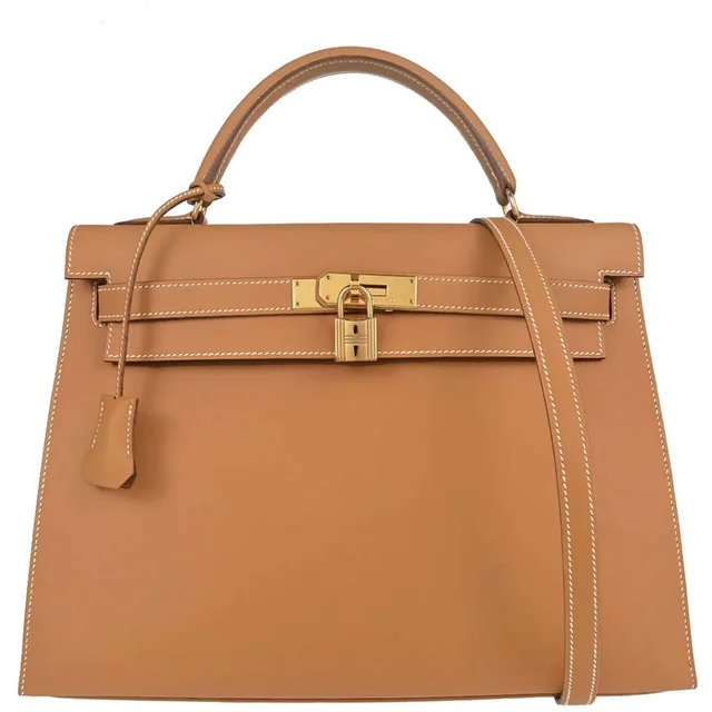 Hermès Natural Chamonix Kelly 32 Sellier 2way Shoulder Handbag in Beige from AMORE Vintage Tokyo