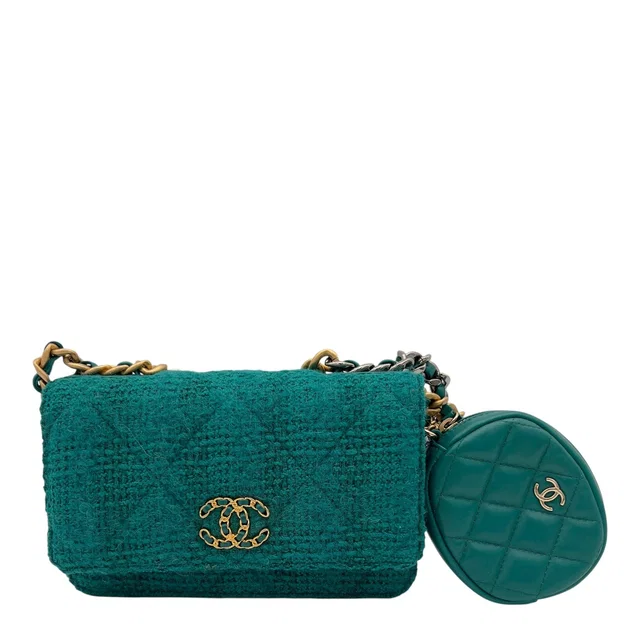 Chanel C19 Pouch Wallet On Chain in Tweed, Mixed hardware in Tweed from Luxury Promise