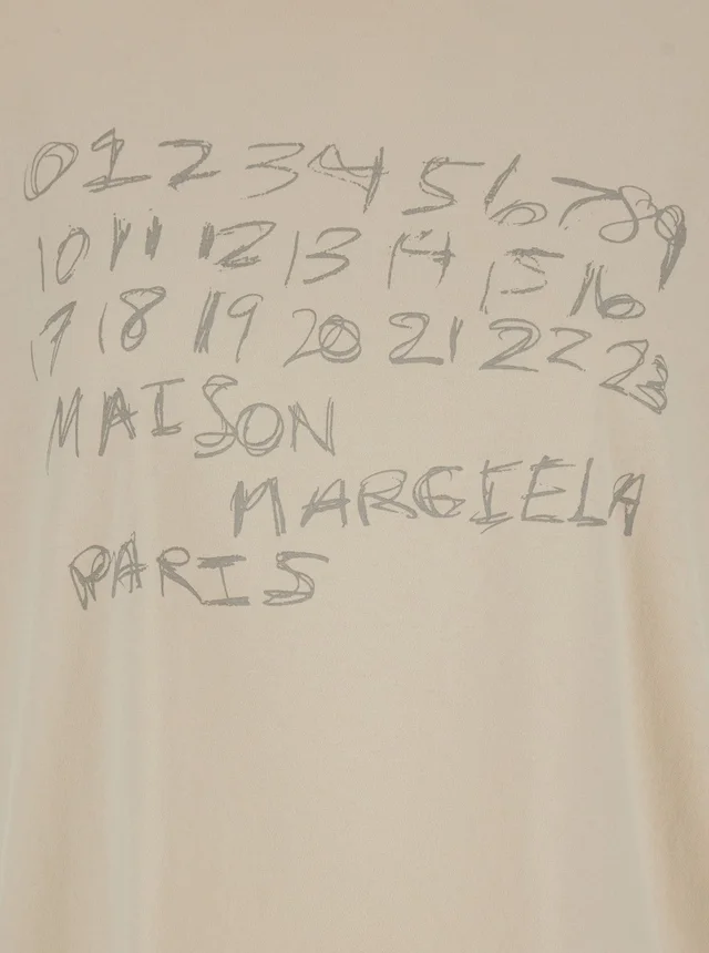 Maison margiela White Crew Neck T-Shirt with Large Logo Print on the Front in Cotton for Women in White 100% Cotton, photo 6 of 6 from Gaudenzi Boutique