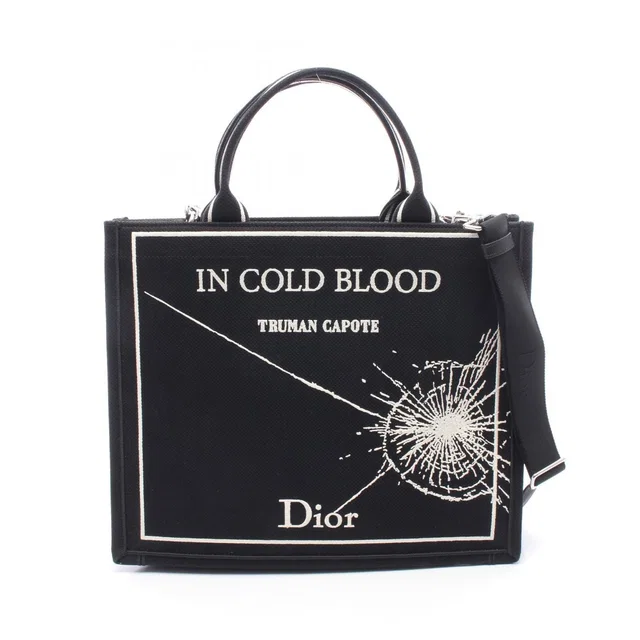 Dior Tote Bag Book 2-Way Black White Canvas in Black Canvas from The Reluxe
