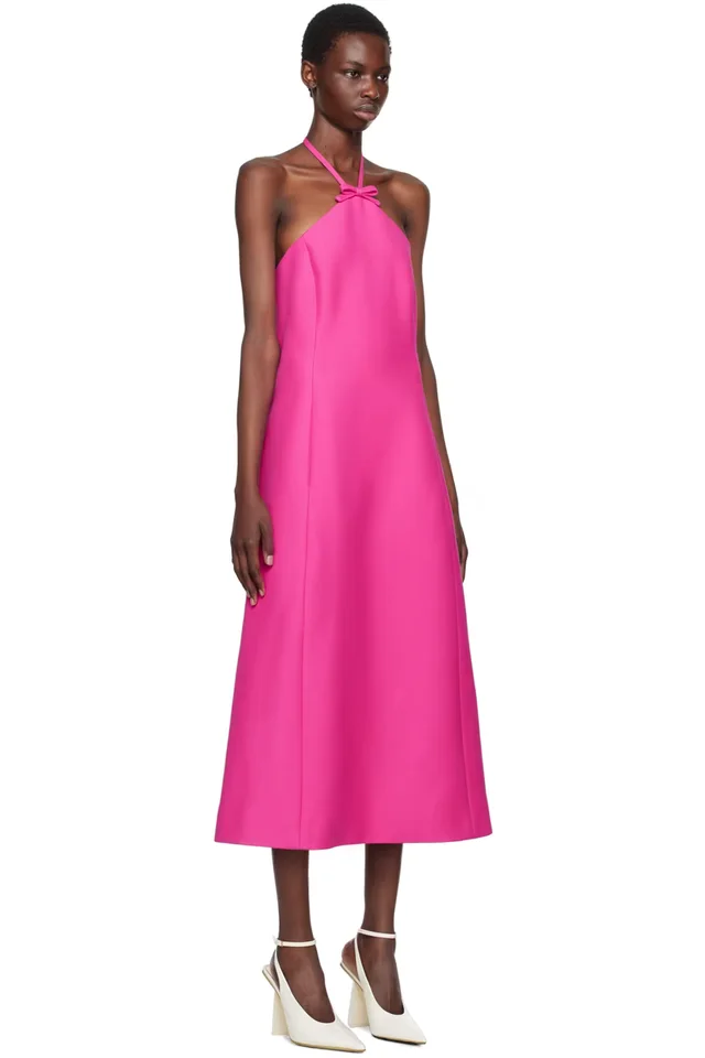 Valentino Pink Crepe Couture Midi Dress, photo 2 of 4 from SSENSE