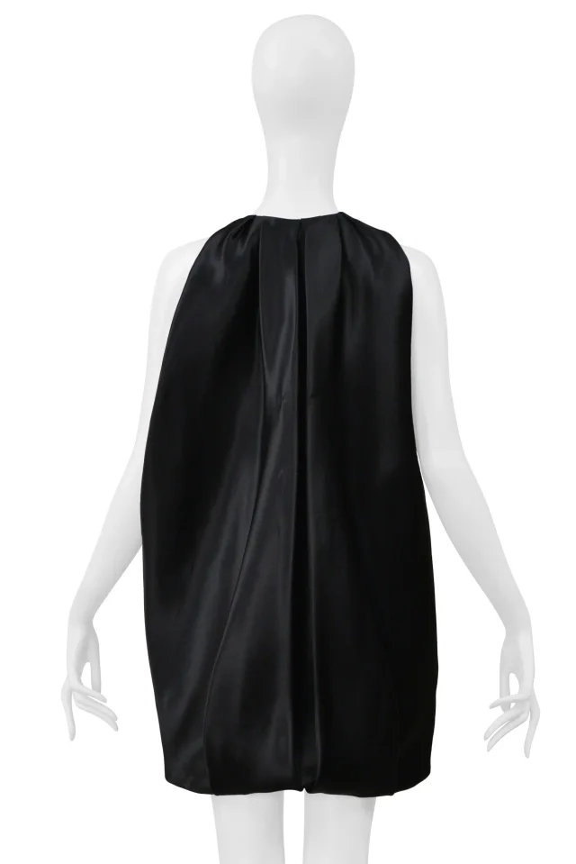 Balenciaga By Ghesquiere Black Satin Dress With Roses in Black Satin from Resurrection Vintage, photo 2 of 8