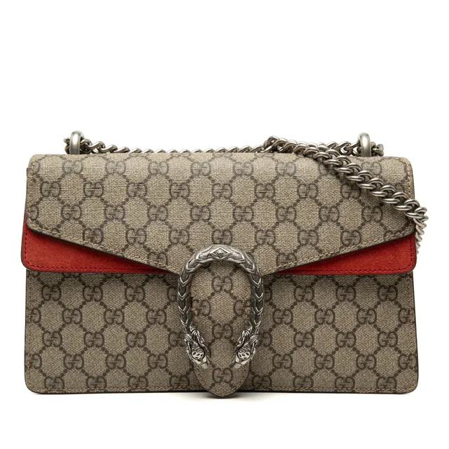 Beige Gucci Medium GG Supreme Dionysus Shoulder Bag in Beige Suede from Designer Revival