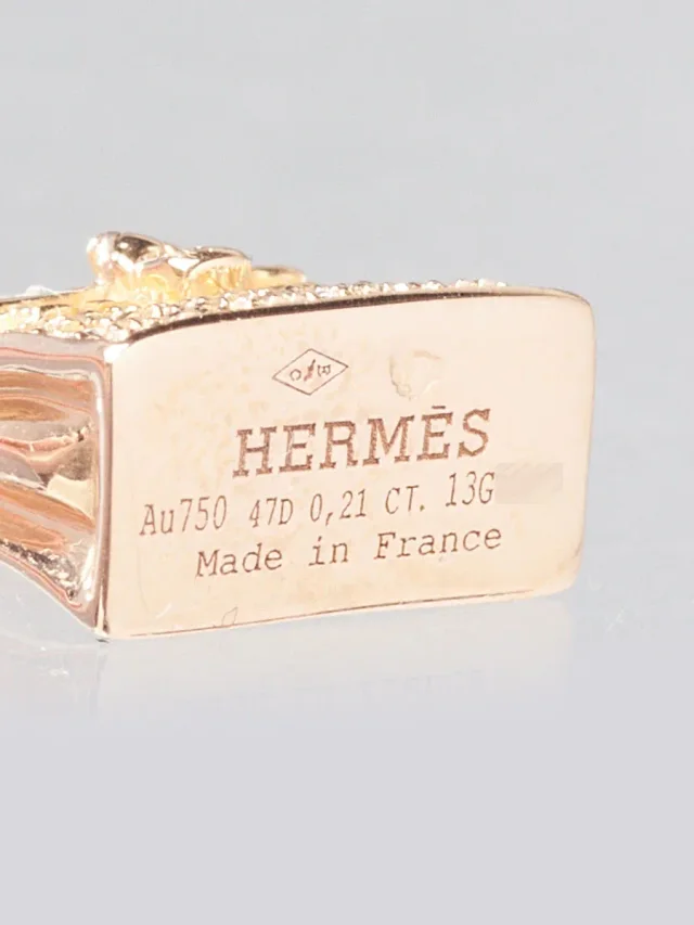 Hermès 18k Rose Gold and Diamond Kelly Pendant in Pink from Yoogis, photo 8 of 8