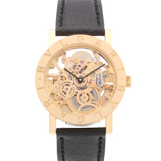 Bvlgari Bvlgari Skeleton 33mm BB33GLSK Automatic Gold in Gold Leather from VINTAGE QOO TOKYO