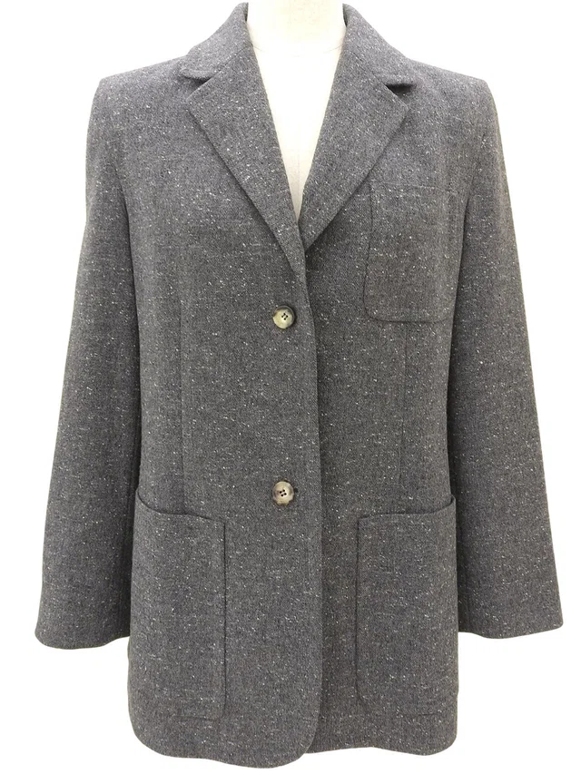 Celine Cashmere Jacket #36 Grey in Grey Cashmere from VINTAGE QOO TOKYO