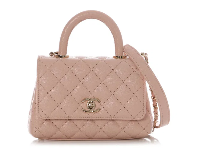 Chanel Extra Mini Pink Quilted Caviar Coco Handle in Pink Caviar leather from Ann's Fabulous Finds