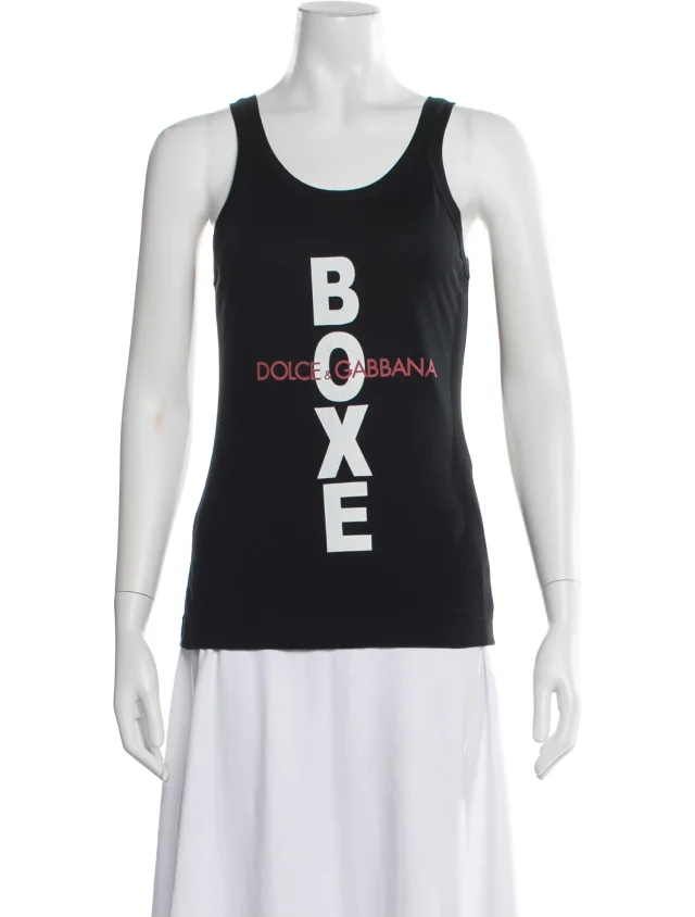 Dolce & Gabbana Graphic Print Crew Neck Top in black from The RealReal