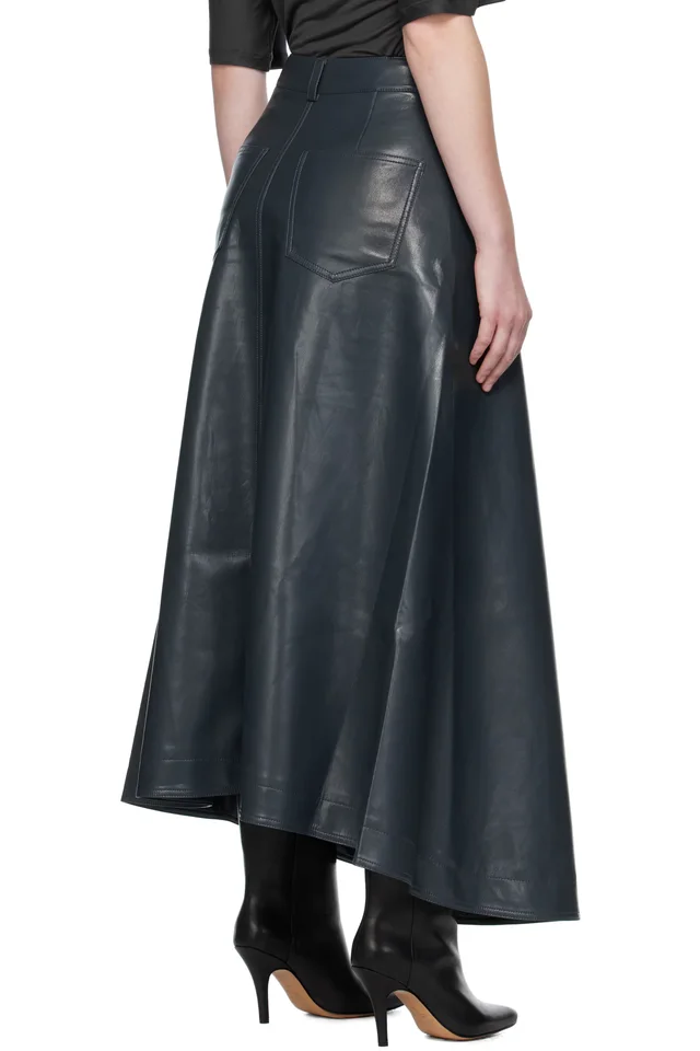 Nanushka Blue Neith Draped Vegan Leather Maxi Skirt, photo 3 of 3 from SSENSE