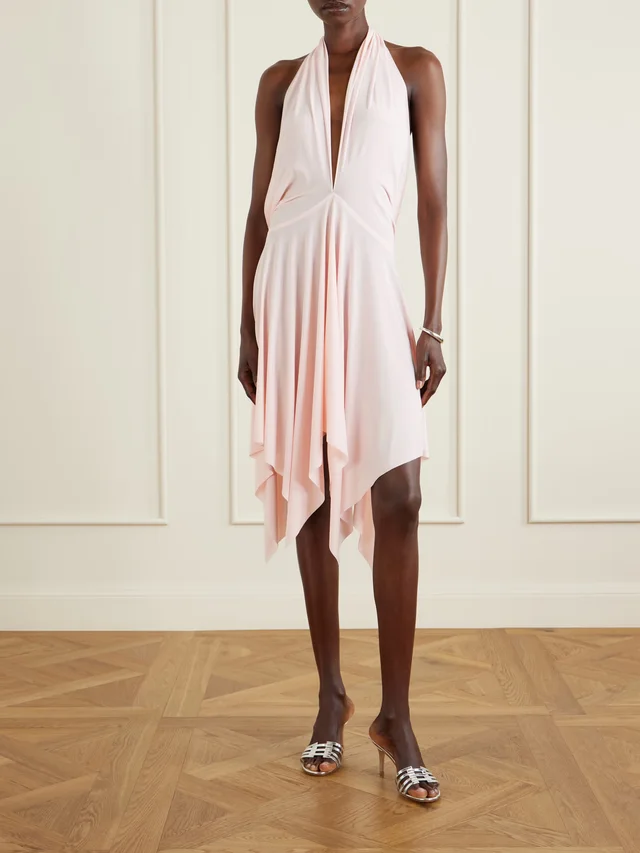 NORMA KAMALI Pleated stretch-jersey mini dress in Pink, photo 2 of 2 from NET-A-PORTER (Canada)