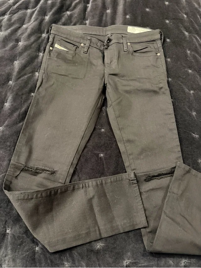 Diesel Women's Skinny Jeans With Knee Distress in black from Poshmark