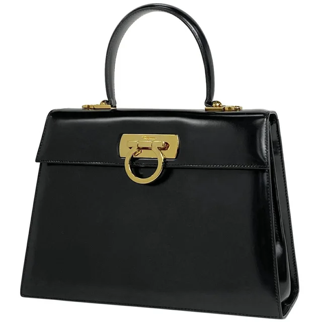 Ferragamo Gancini Handbag Shoulder Bag Leather Black in black Leather from Poshmark