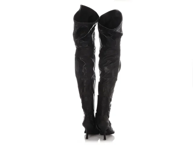 Balenciaga Black Runway Over the Knee Motocross Heel Boots in Black Leather from Ann's Fabulous Finds, photo 4 of 6