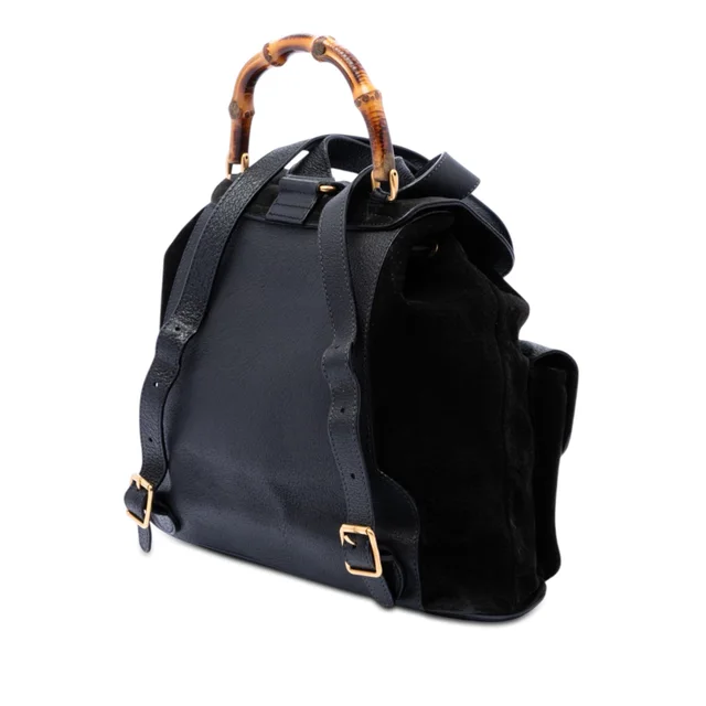 Black Gucci Suede Bamboo Backpack in Black Suede from Designer Revival, photo 2 of 2