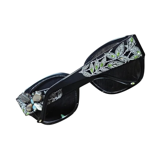 Judith Leiber Women's Square Sunglasses - Black/Multi in black|multicolor from Depop, photo 1 of 1