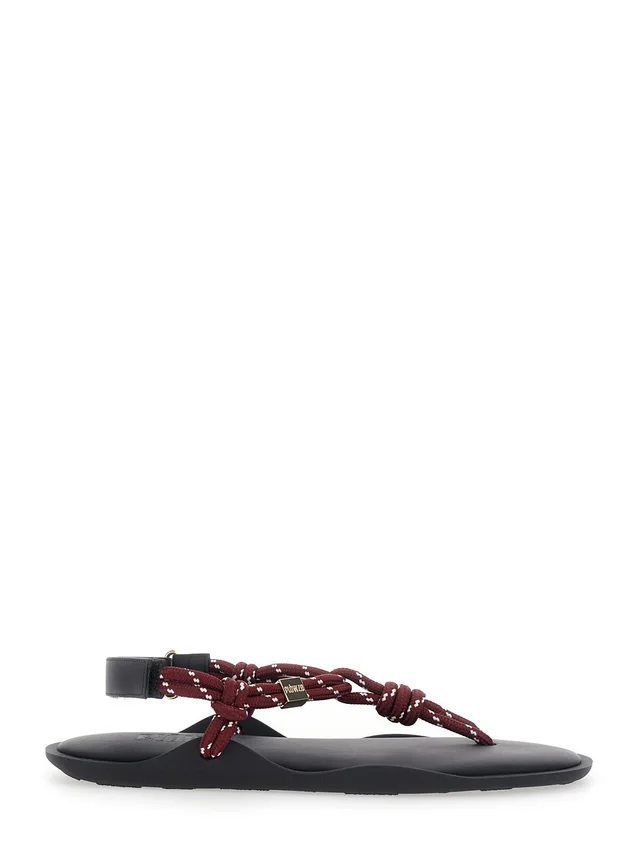FLOWZE 'Flo' Bordeaux Sandals with Straps and Ankle Strap in Leather Blend Woman in 50% Rubber 20% Leather 15% Polyurethane 15% Polyester 10% Cellulose, photo 2 of 8 from Gaudenzi Boutique