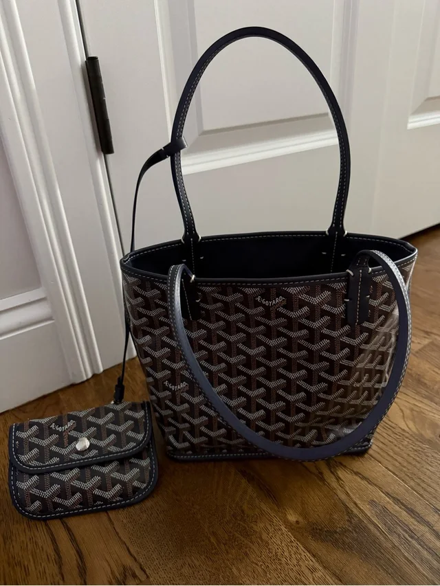 Goyard Navy And Brown St. Louis Coated Canvas Tote With Pouch in blue|red|brown Coated canvas from Poshmark