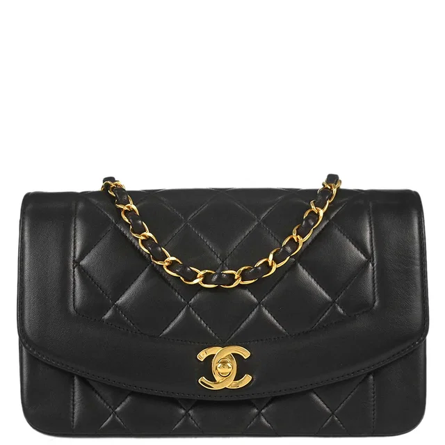 Chanel 1994-1996 Black Lambskin Small Diana Shoulder Bag in Black Lambskin from AMORE Vintage Tokyo