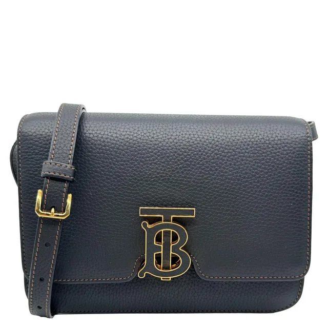 Burberry TB Small Grained Calfskin Leather Shoulder Bag Black in Black Caviar leather from Dallas Designer Handbags