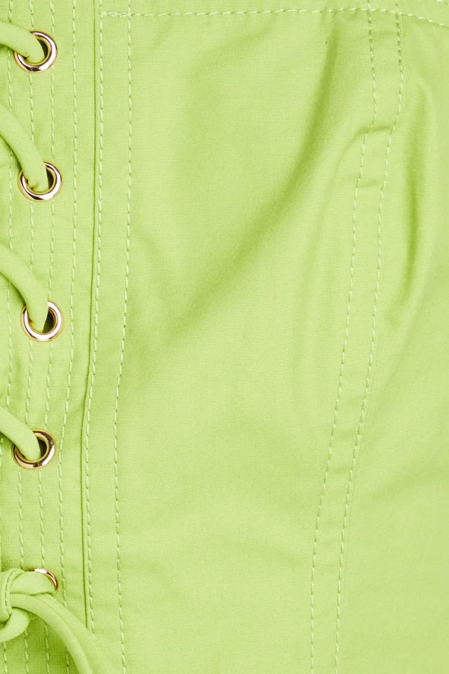 Ulla Johnson Isla Cropped Lace-Up Cotton-Poplin Top in Lime green, photo 4 of 4 from THE OUTNET