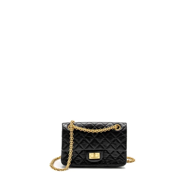 Chanel Mini 2.55 Reissue Aged Calfskin Black GHW in Black Calfskin from EMIER