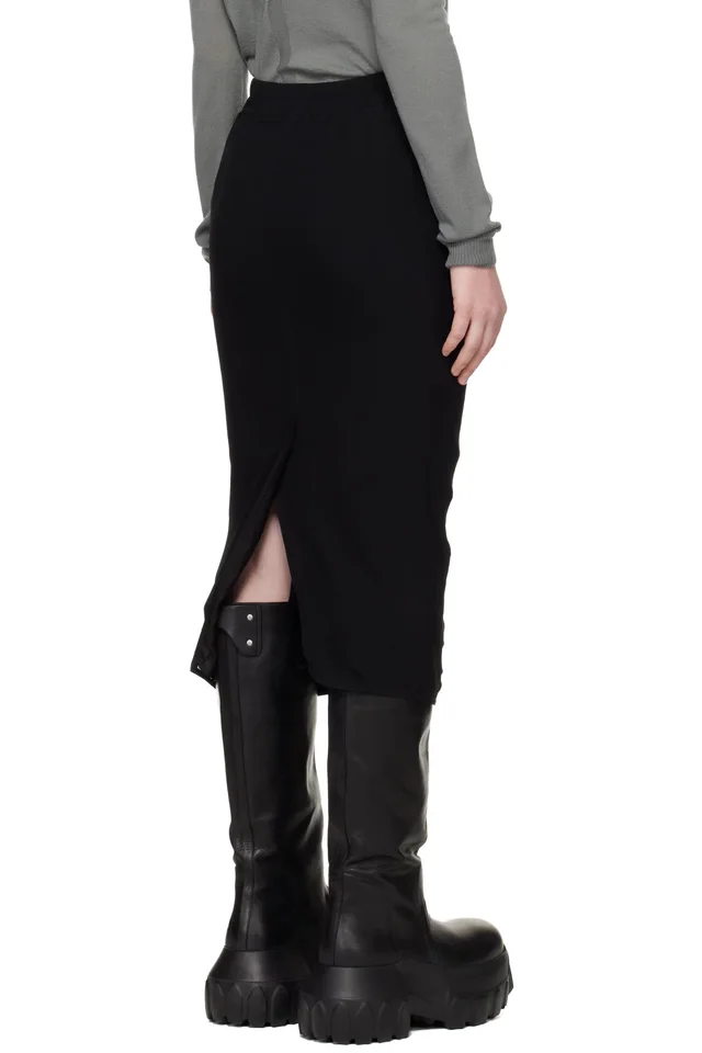 Rick Owens Black Temple Zipped Short Pillar Midi Skirt, photo 3 of 4 from SSENSE