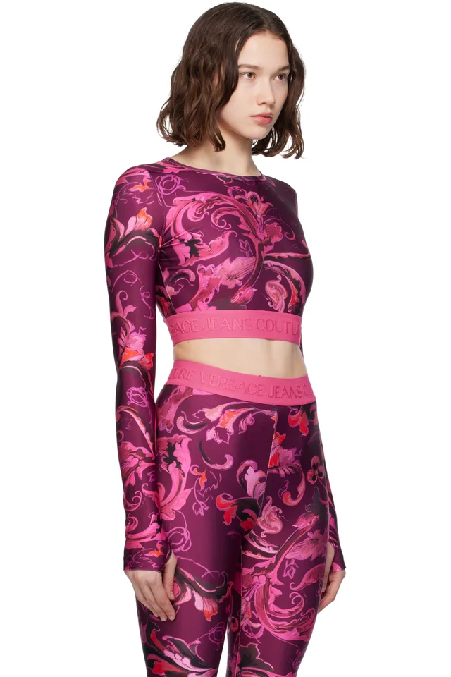 Versace Jeans Couture Pink & Purple Lycra Barocco T-shirt, photo 2 of 2 from SSENSE