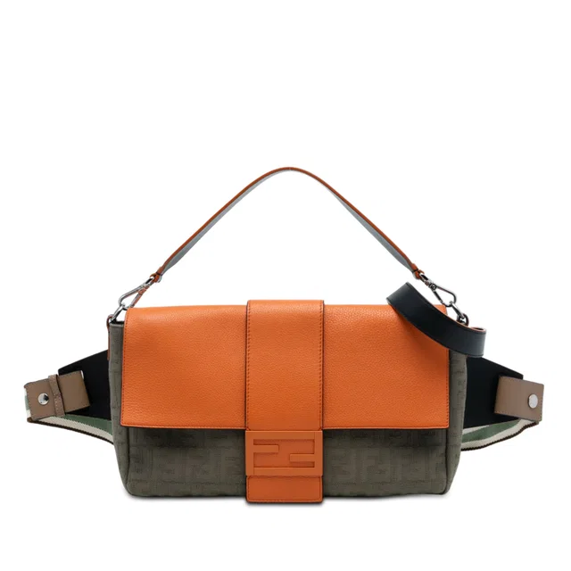 Brown Fendi Large Zucca Canvas and Leather Convertible Belt Baguette Satchel in Brown Canvas from Designer Revival