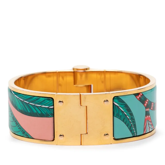 Gold Hermès Wide Savana Dance Charniere Hinged Bracelet in Gold from Designer Revival