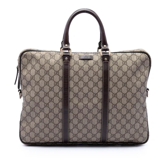 Beige Gucci GG Supreme Business Bag in Beige Coated canvas from Designer Revival
